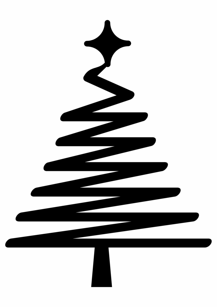 Modernes Weihnachtsbaum-Motiv mit Zickzacklinie zum Ausdrucken