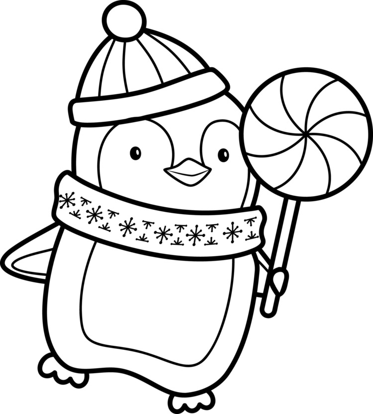 Pinguin als Deko für das Weihnachtsfest zum Gestalten mit Fenstermalfarben