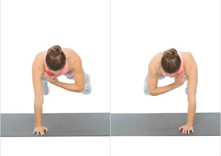 Plank mit Schulterklopfen Schulter Übungen mit Eigengewicht