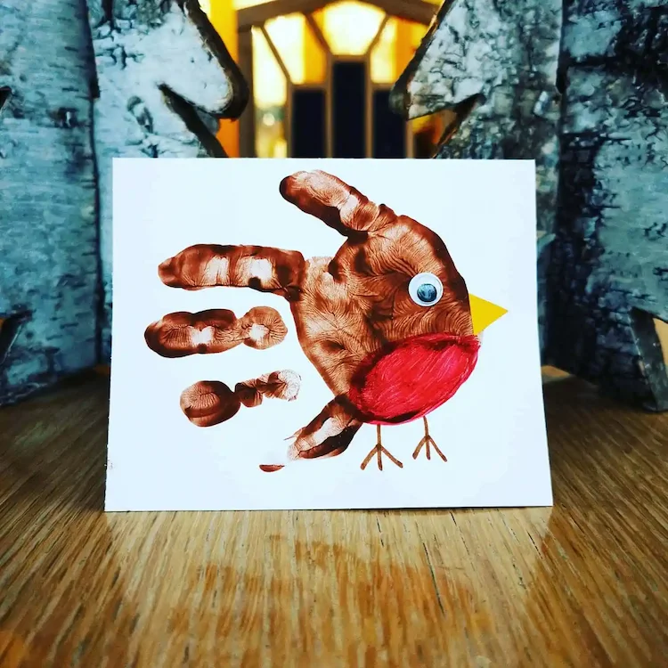 Schöne Weihnachtskarten mit Handabdruck mit Kindern basteln - einfache Tipps und Tricks