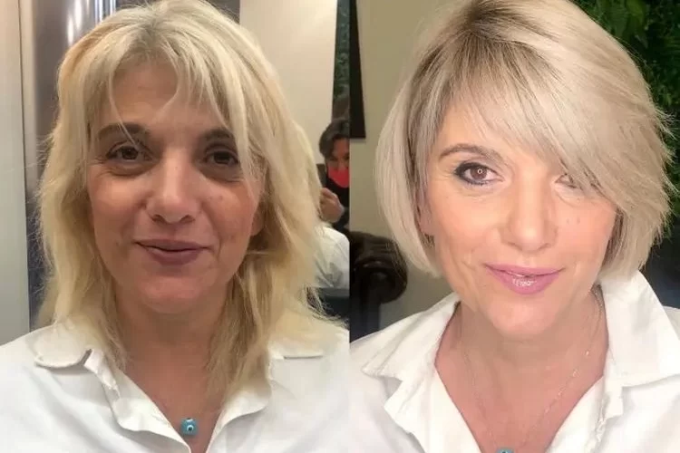 Schöne, elegante Kurzhaarfrisuren ab 60 - cremig blonder Bob mit Pony