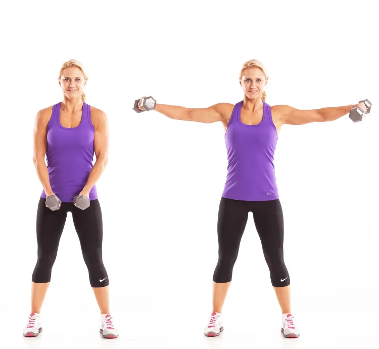 Standing lateral raises with dumbbell shoulder exercises for beginners