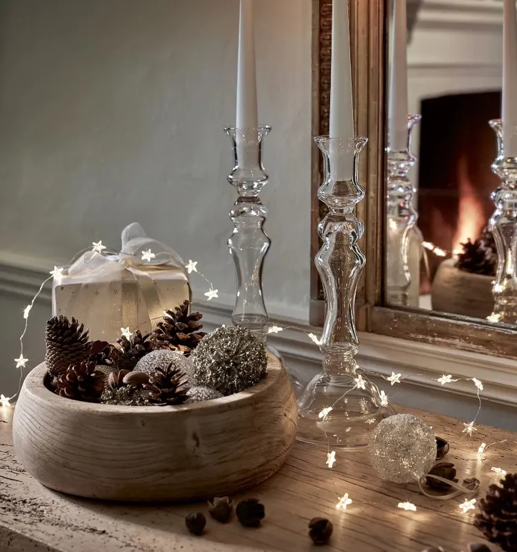 Tischdeko Weihnachten aus Naturmaterialien skandinavisch dekorieren zu Weihnachten