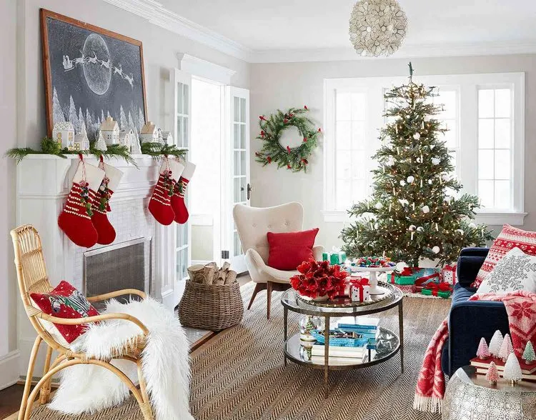 Weihnachtsdeko-Ideen 2022 - rot-weißes Wohnzimmer