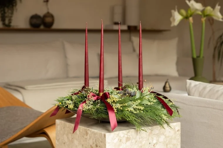 adventskranz auf einem tablett selber machen