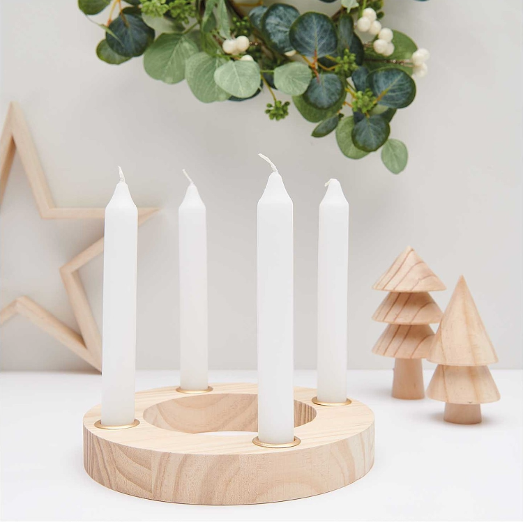 adventskranz auf holzscheibe selber machen