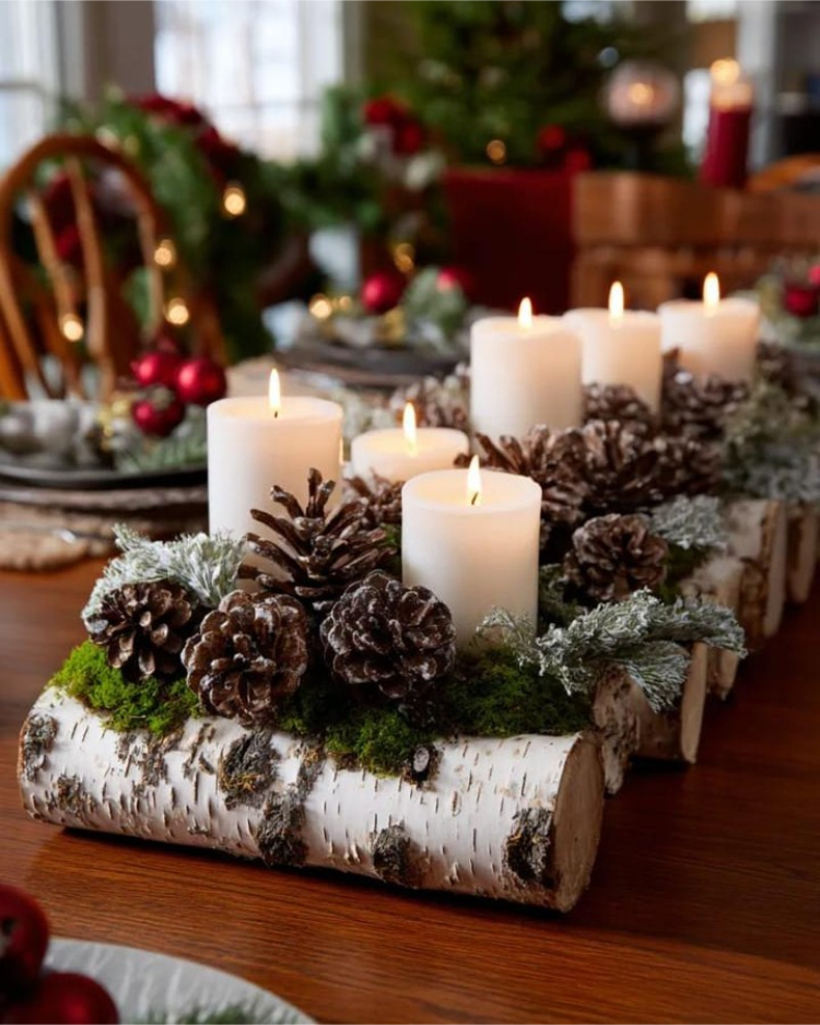 diy adventskranz auf holzscheibe