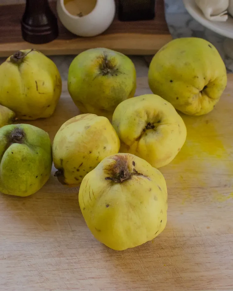 quince harvested in October or autumn, made into jam or jelly and eaten as a spread
