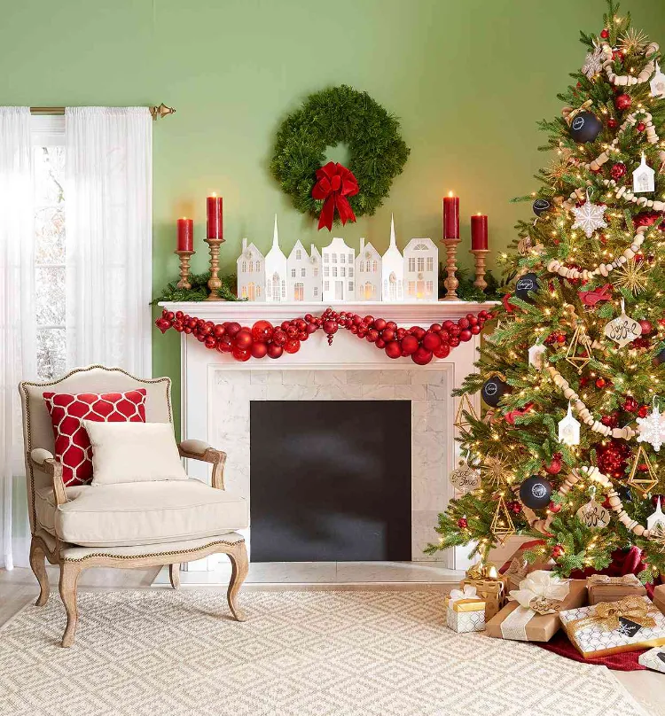 klassische Weihnachtsdeko in Rot und Grün wie Weihnachtsbaum dekorieren 2022