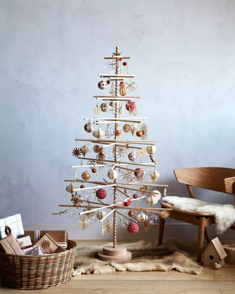 skandinavish dekorieren zu Weihnachten Weihnachtsbaum Alternative kleine Wohnung