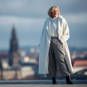 weißer Mantel gehört zu den Trends