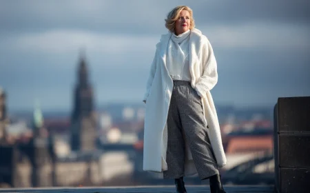 weißer Mantel gehört zu den Trends