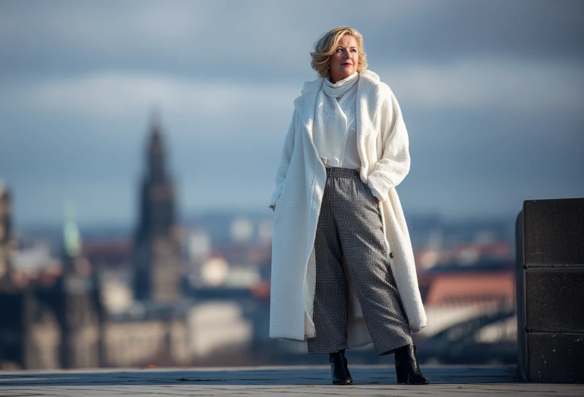 weißer Mantel gehört zu den Trends