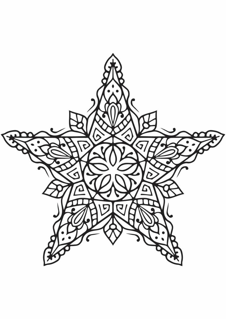 Ausmalbilder für Weihnachten - Mandala in Stern-Form für Erwachsene