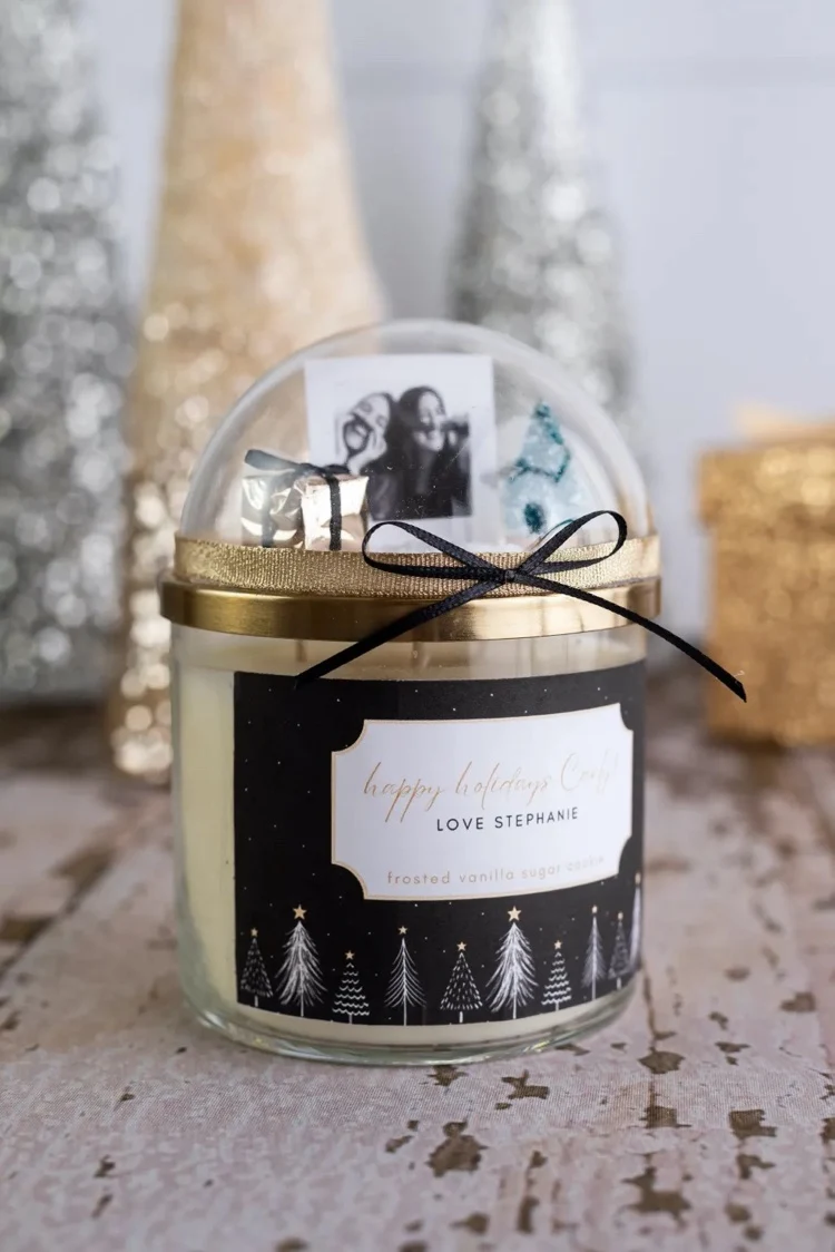 DIY Last Minute Weihnachtsgeschenk für Frauen zum Basteln personalisierte Kerze