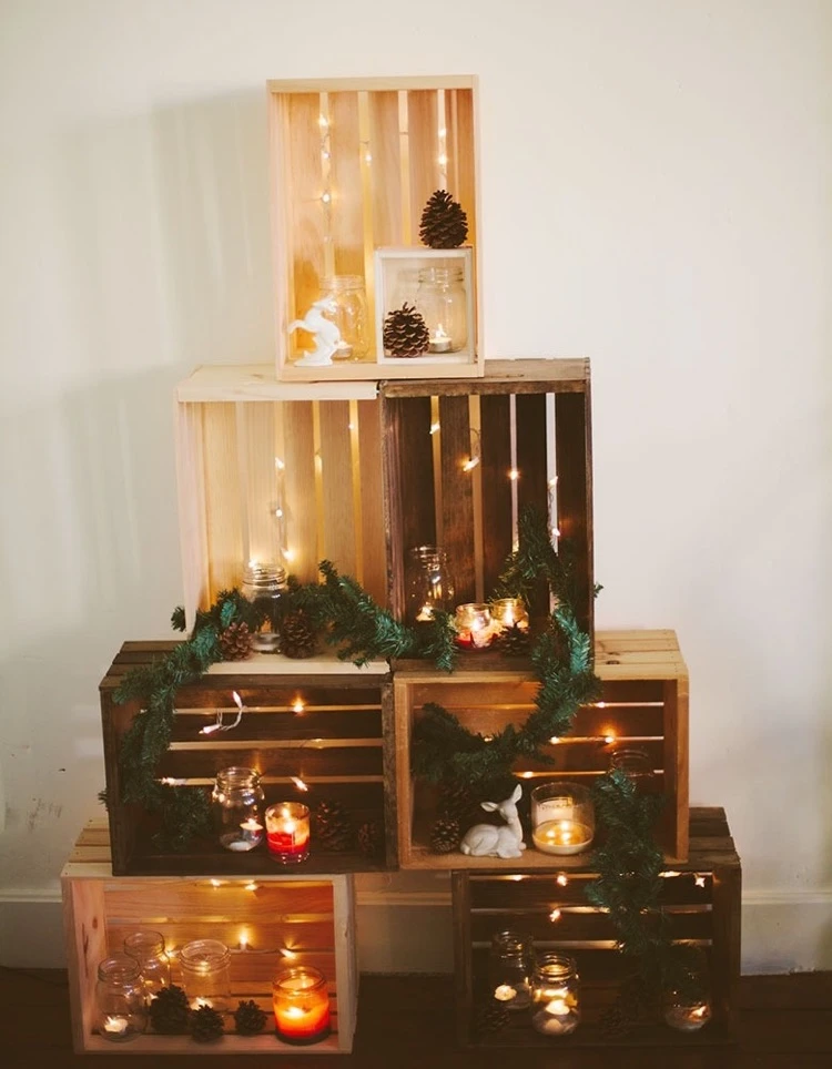 DIY Weihnachtsbaum aus Holzkisten selber machen