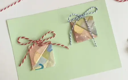 Geldgeschenke auf Postkarte falten Origami
