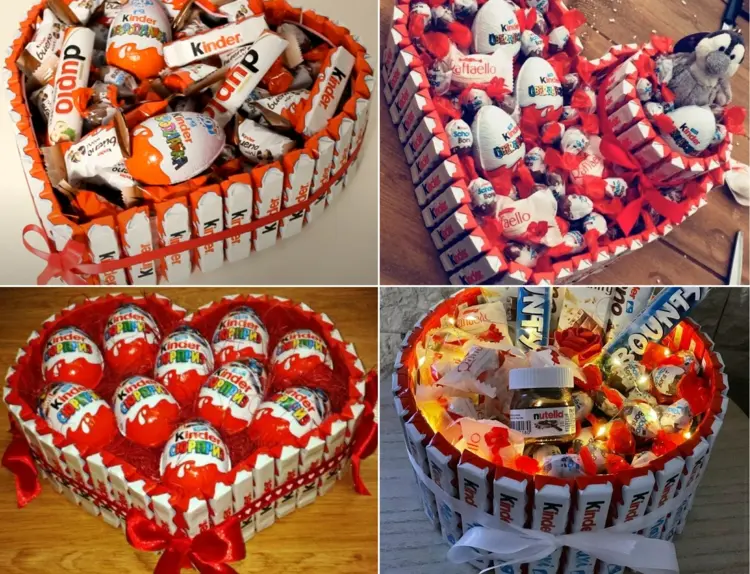 Geschenke aus Süßigkeiten selber machen für Kinder mit Überraschungsei, Kinderriegel und Schokobons