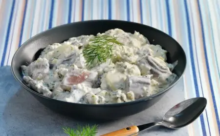 Heringssalat Rezept mit griechischem Joghurt und saurer Sahne