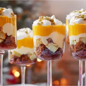 Trifle mit exotischen Früchten, Spekulatius und Ingwerwein