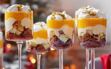 Trifle mit exotischen Früchten, Spekulatius und Ingwerwein