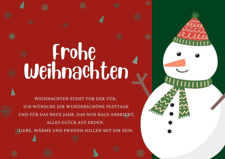 Weihnachtskarte mit Schneemann und nettem Spruch