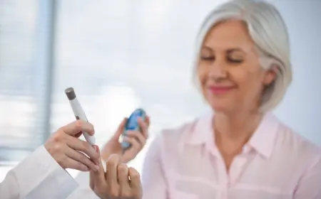 ärztliche untersuchung durch blutabnahme zwecks messung der blutzuckerwerte ab 60 jahren frau