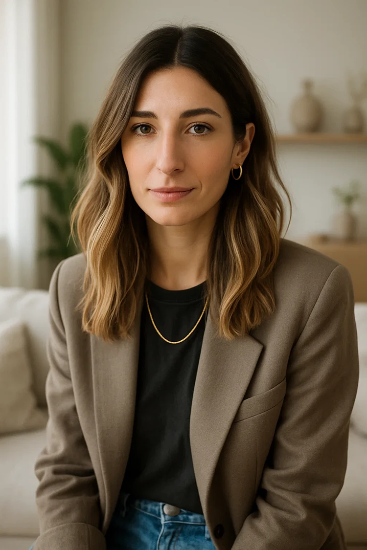 langes schmales gesicht frisur balayage haare