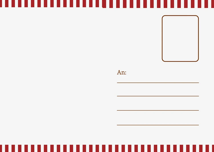 Rückseite der Postkarte zum Beschriften