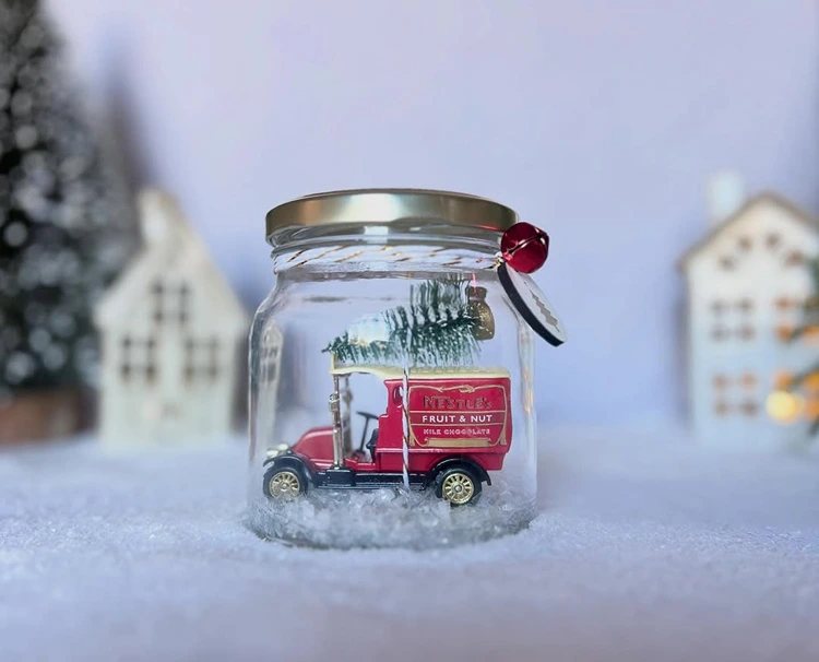 schneekugel selber machen aus einmachglas