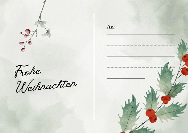 Schöne Karte mit Mistelzweig und Aquarell-Hintergrund für Weihnachten