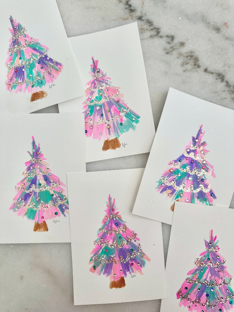 weihnachtsbilder mit kindern malen weihnachtsbäume mit glitzer