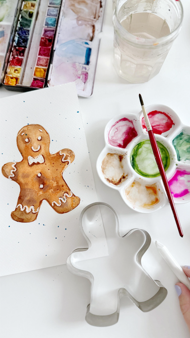 weihnachtsbilder mit kindern malen – lebkuchenmännchen