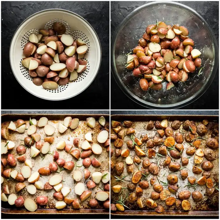 Folgen Sie diesen Schritten, um das Rezept für Rosmarinkartoffeln vom Blech zuzubereiten