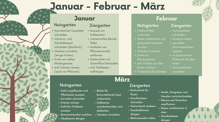 Gartenkalender 2023 - Wie Sie im Januar, Februar und März den Garten pflegen