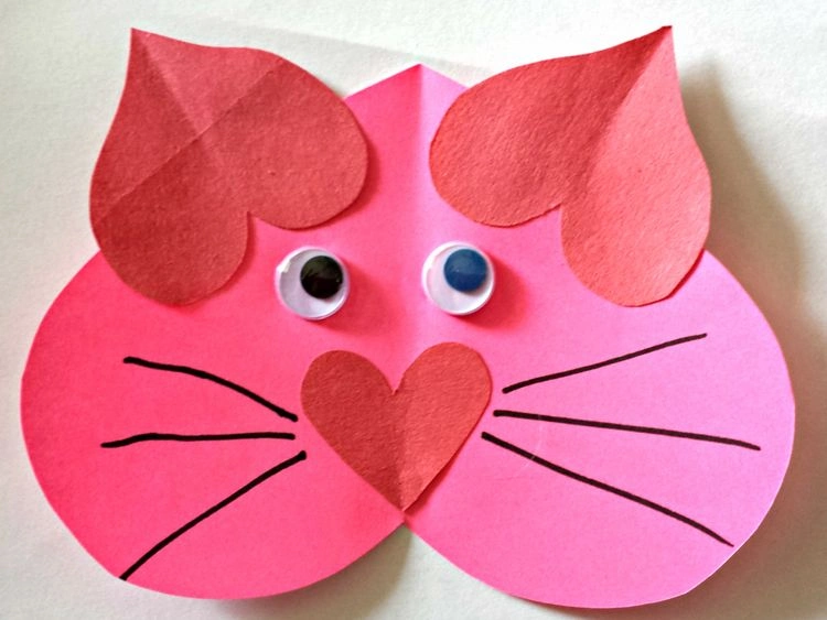 Herzen-Katze aus Papier schnell und einfach kreieren