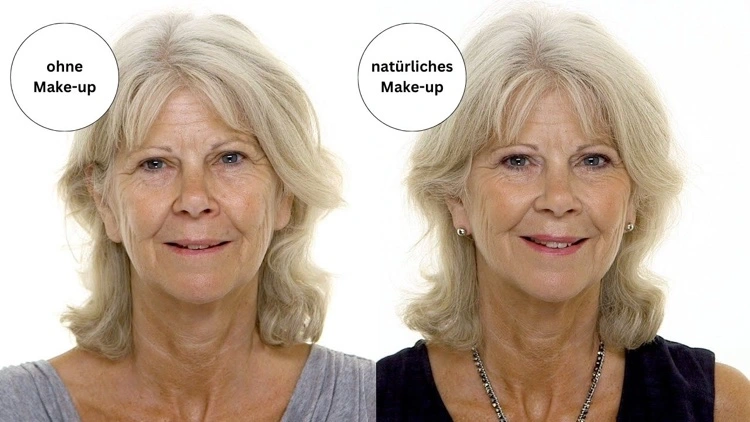 Natürliches Make-up für Frauen ab 60 vorher nachher