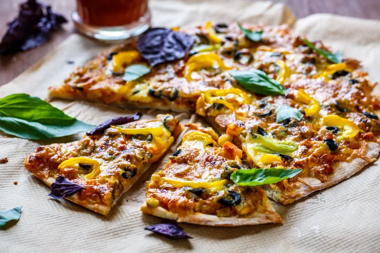 Schüttelpizza Rezept vegan schnelles Abendessen Ideen