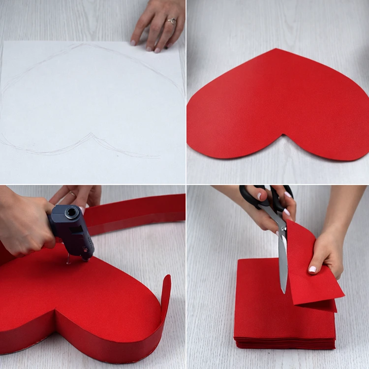 Aus rotem Karton eine herzförmige Pralinenschachten basteln