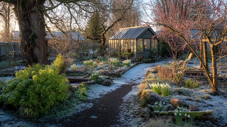 Gartenbeete aufräumen und mulchen zur Vorbereitung auf den Frühling