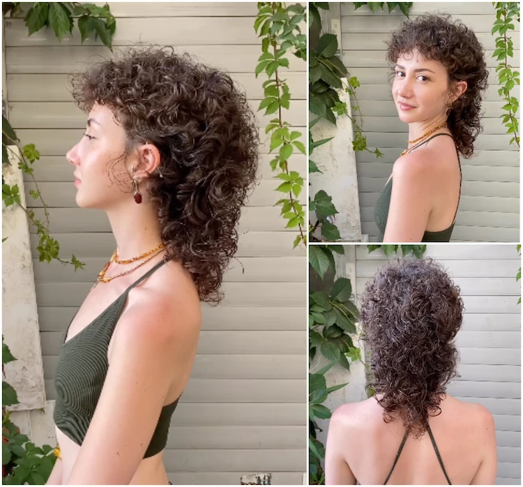 vokuhila mullet frisur mit locken und pony