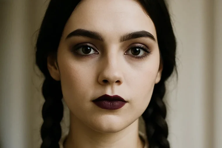 wednesday addams make up für halloween