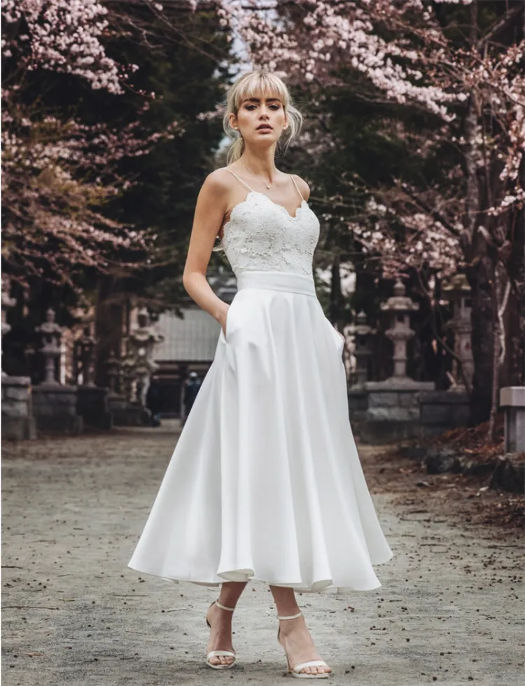 Brautkleider in Midi-Länge Brautmode Trends Hochzeitskleider Standesamt
