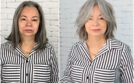 Der Bob mit Curtain Bangs ist eine moderne Kurzhaarfrisur für graue Haare ab 60