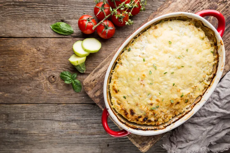 Gemüseauflauf mit Kartoffeln und Käse überbacken Auflauf Rezepte vegetarisch