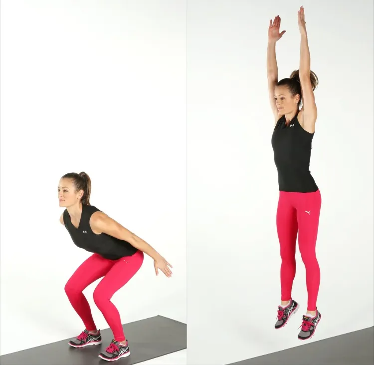 Jumping Squats Übung Ausführung Wand Workout Übungen Anfänger