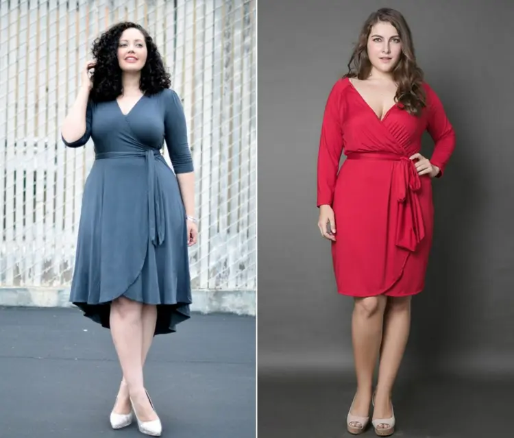Kleider für mollige Frauen, die schlank machen - Miut Wickelkleidern das Dekolleté betonen