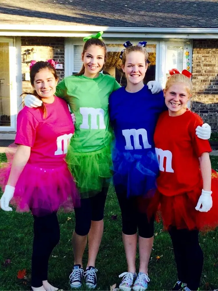 M&M's-Gruppe - Karnevalskostüme für eine Gruppe von Freundinnen