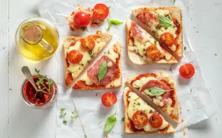 Pizza Toast im Backofen - Salami, Basilikum und Tomaten