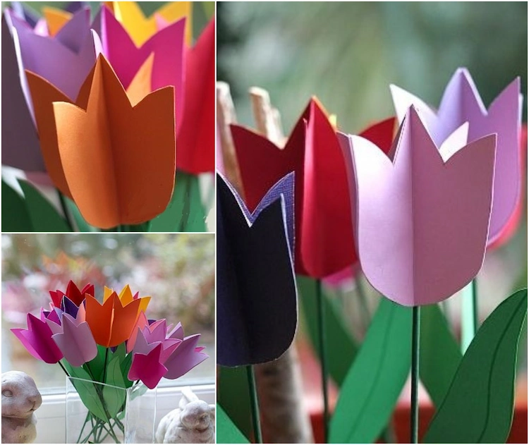 So lustig kann man einen Blumenstrauß aus Papiertulpen herstellen